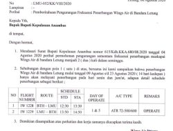 09 Hingga 23 Agustus 2020, Wings Air Hanya Terbang Dua Kali Seminggu